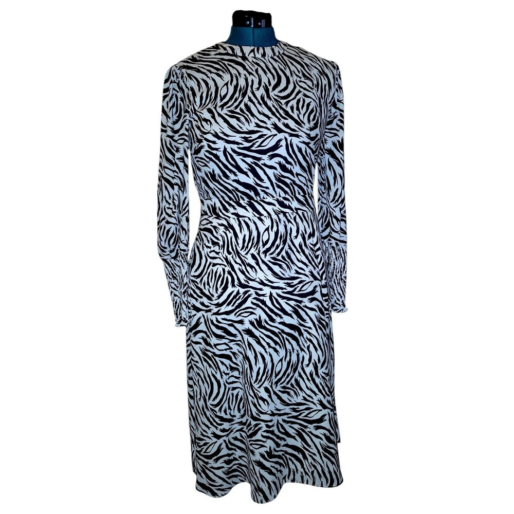 Halogen Animal Print Aline Dress Size S Black And White 1st Lady Sundays Best
